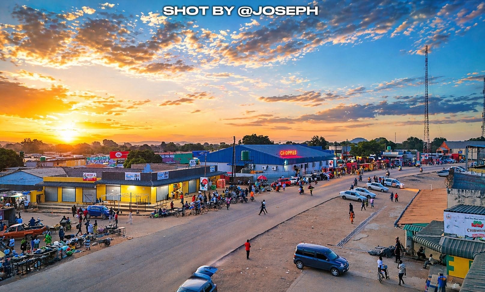 Petauke town centre at sunset